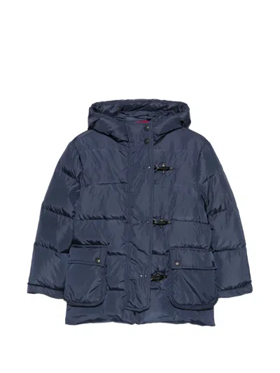 Fay Kids' Toggle-fastening Hooded Puffer Jacket In Blue