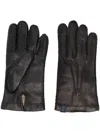 Fay Tonal-stitching Leather Gloves In Black