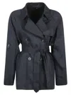 Fay Women's Mini Short Trench Coat In Denim
