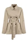 Fay Trench Coat In Technical Poplin In Beige