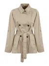 Fay Trench Coat In Technical Poplin In Beige