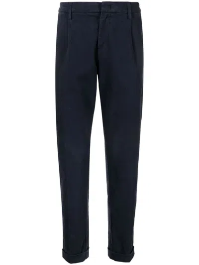 Fay Pleated Turned-up Trousers In Blue