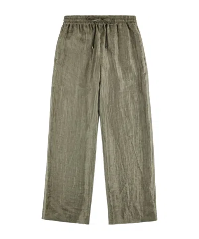 Fay Trousers In Wrinkled Linen In Green