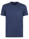 Fay Blue Crewneck T-shirt With Pocket And Logo In Blue