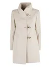 Fay Turtleneck Clasp Coat In Neutral