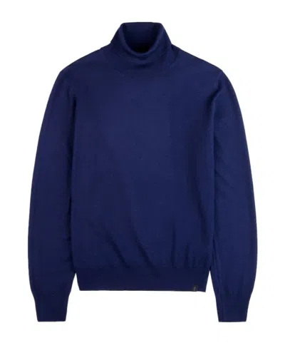 Fay Turtleneck Wool Jumper In Blue