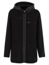 Fay Women Two-material Wool And Cashmere Caban Coat In Black