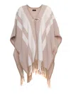Fay Fringed Hem Stripe Patterned Cape In Multicolor