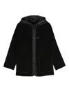 Fay Straight Silhouette Short Coat With Quilted Hood In Black