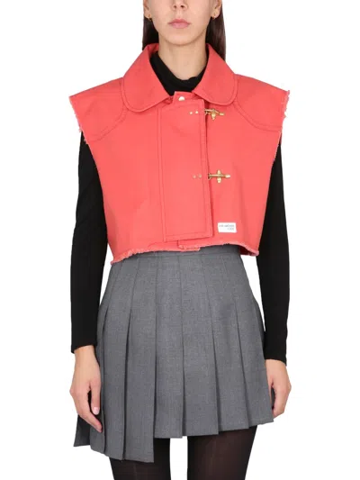 Fay Two-hook Vest With Frayed Profiles In Red
