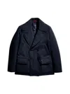 Fay Urban-inspired Black Peacoat With Technical Taffeta Fabric In Blue