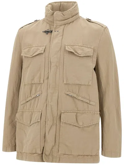 Fay Utility-pockets Jacket In Beige
