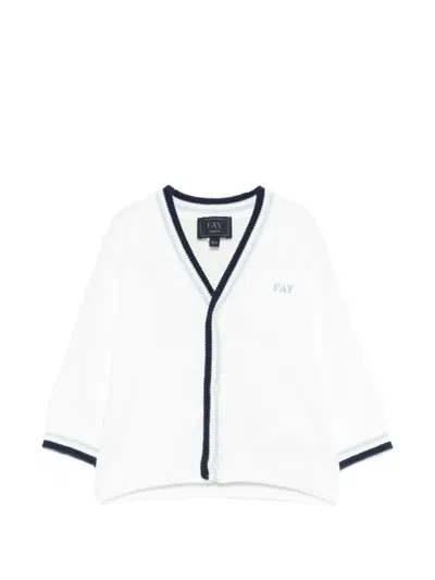 Fay Kids' V-neck Cardigan In White