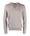 Fay V-neck Fine-knit Sweatshirt In Gray