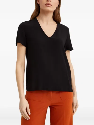 Fay V-neck Logo T-shirt In Black