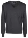 Fay V-neck Wool Sweater In Catrame