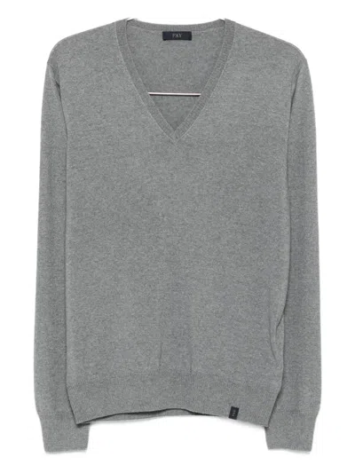 Fay V-neck Wool Sweater In Gray