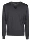 Fay V-neck Wool Sweater In Gray