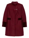 Fay Velvet-trim Coat In Red