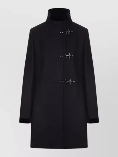 Fay Velvet Trim Single Breasted Coat In Animal Print