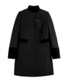 Fay Structured Black Coat With Velvet Accents And High Collar In Black