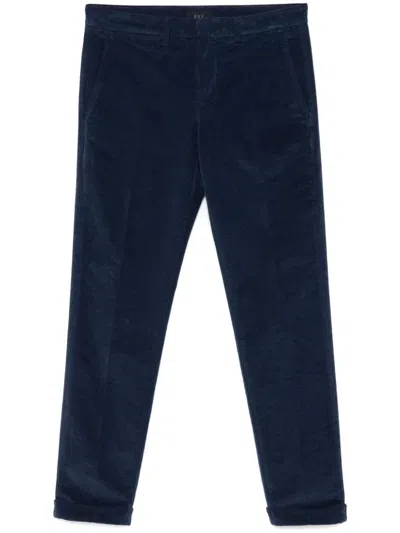 Fay Velvet Trousers In Blue