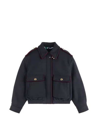 Fay Velvet-trim Hook Jacket In Blue