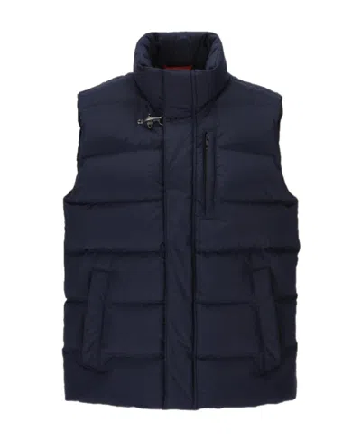 Fay Vertical Collar Vest Down Jacket In Blue