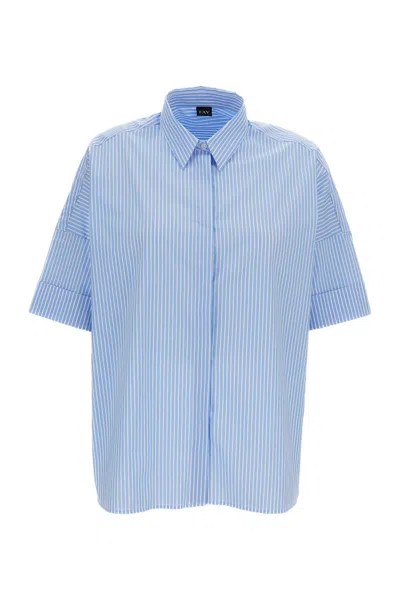 Fay Vertical Striped Button-up Shirt In Blue