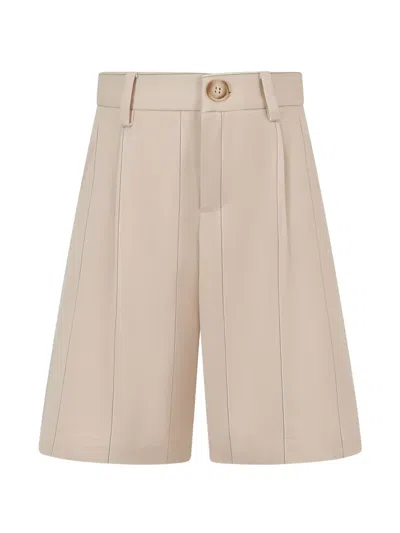 Fay Kids' Vertical-stripe Pleated Shorts In Neutral