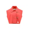 Fay Collar Cropped Frayed Top In Red