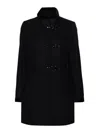 Fay Romantic Coat In Black In Soft Wool Blend Fabric In Black
