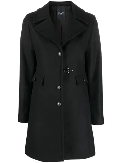 Fay Virgin Wool Coat In Black