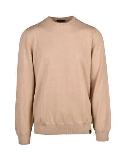 Fay Virgin Wool Crewneck Sweater - Beige In Neutral