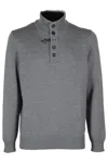 Fay Button-placket Virgin Wool Jumper In Grey