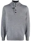Fay Button-placket Virgin Wool Jumper In Grey