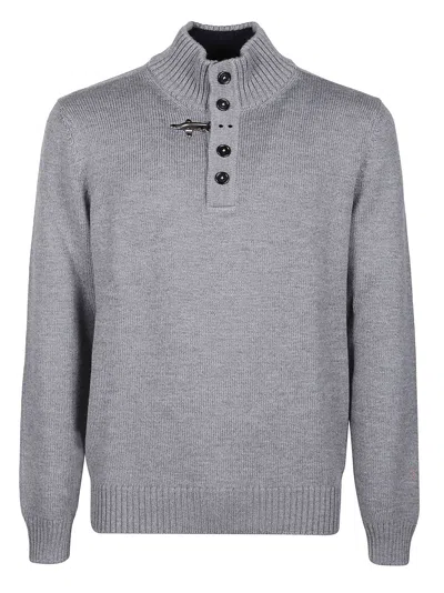 Fay Virgin Wool Ribbed Turtleneck Sweater In Gray