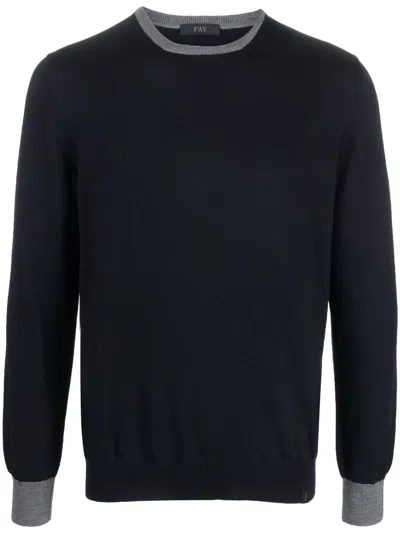 Fay Virgin Wool Sweater In Blue