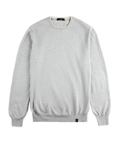 Fay Jumper In Grey Merinos Wool Knit In White