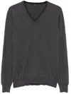 Fay Virgin Wool V-neck Sweater In Grey