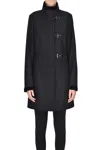 Fay Classic Tailored Mid-length Coat With Structured Fit In Black