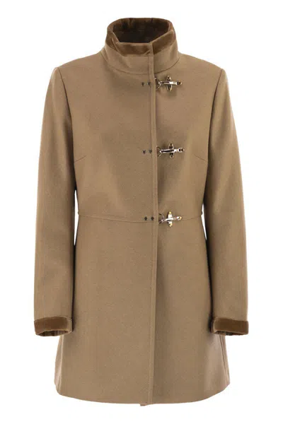 Fay Virginia Coat In Mélange Wool Cloth In Brown