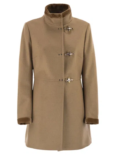 Fay Virginia Coat In Mélange Wool Cloth In Brown