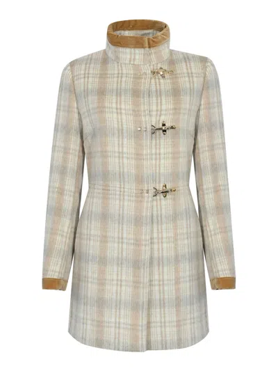 Fay Virginia Coat In Mlange Wool Cloth In Brown