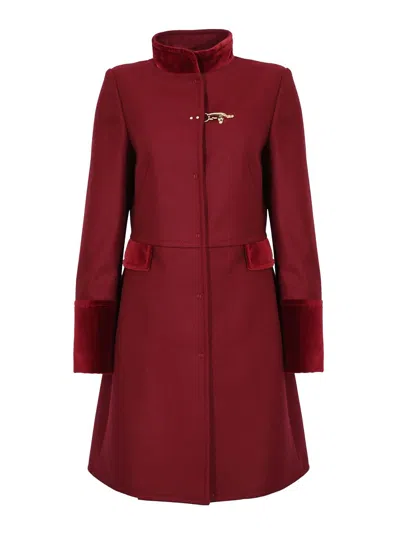 Fay Virginia Coat In Wool Cloth In Red