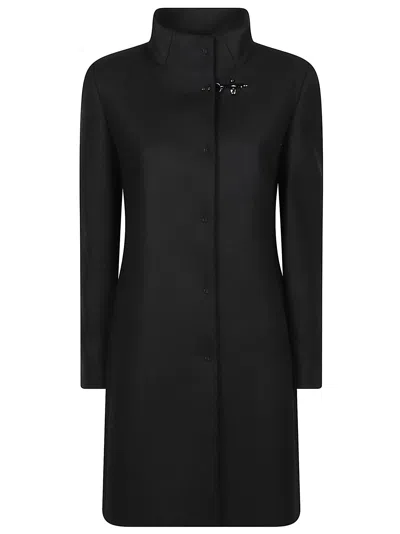 Fay Virginia Couture Concealed-placket Wool-blend Coat In Black