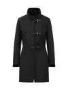 Fay Tailored Black Coat With High Collar In Black