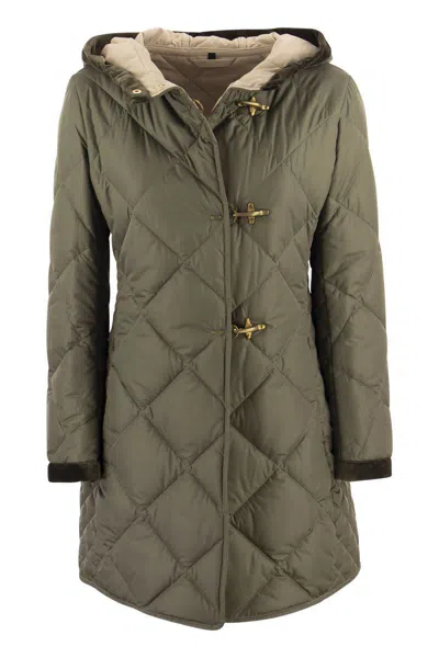 Fay Virginia Quilted Coat With Hood In Green