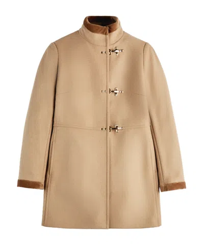 Fay Virginia Velvet-trimmed Coat In Brown