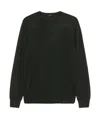 Fay Round Neck Fine Wool Sweater With Ribbed Detailing In Black